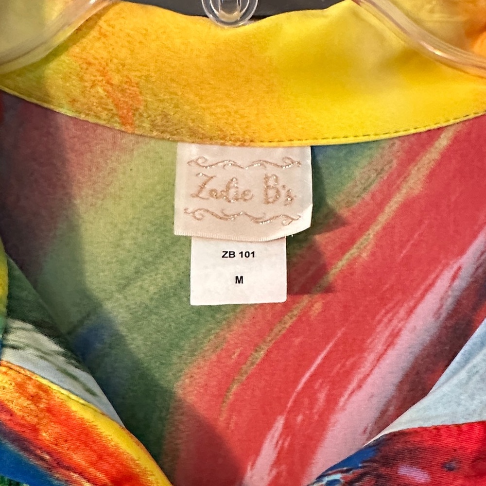 Abstract Multicolor High-Low Button-Front Dress - image 2